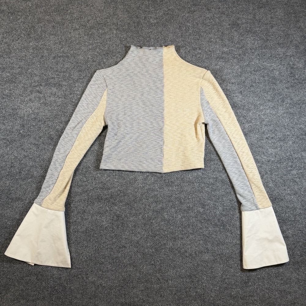 Liuxin Chen Cropped Turtleneck Colorblock Long Bell Sleeves Womens M